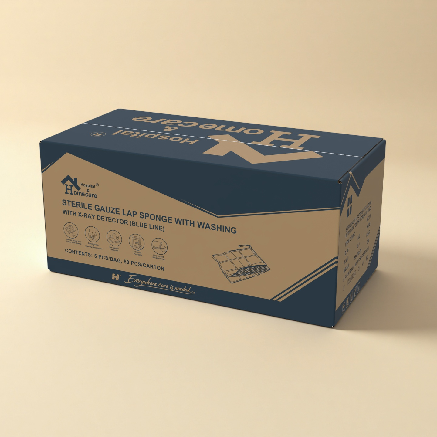 Sterile Gauze Lap Sponge with Washing with X-RAY Detectordiue Line